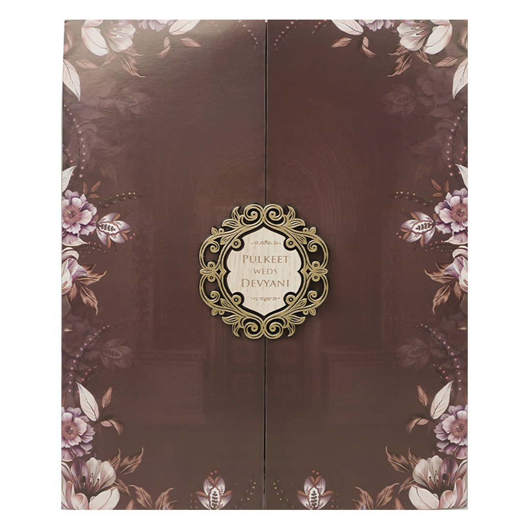 Brown Floral Wedding Card-KJTS1811