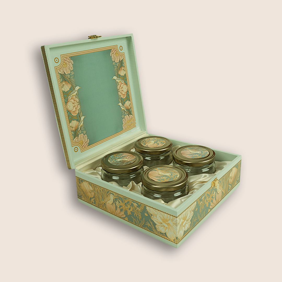 Pastel Blue Elegant Floral Luxury Sweet Jar Box - KBX27015