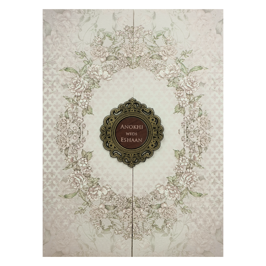 Lavender Floral Wreath Wedding Card-KJTS3650