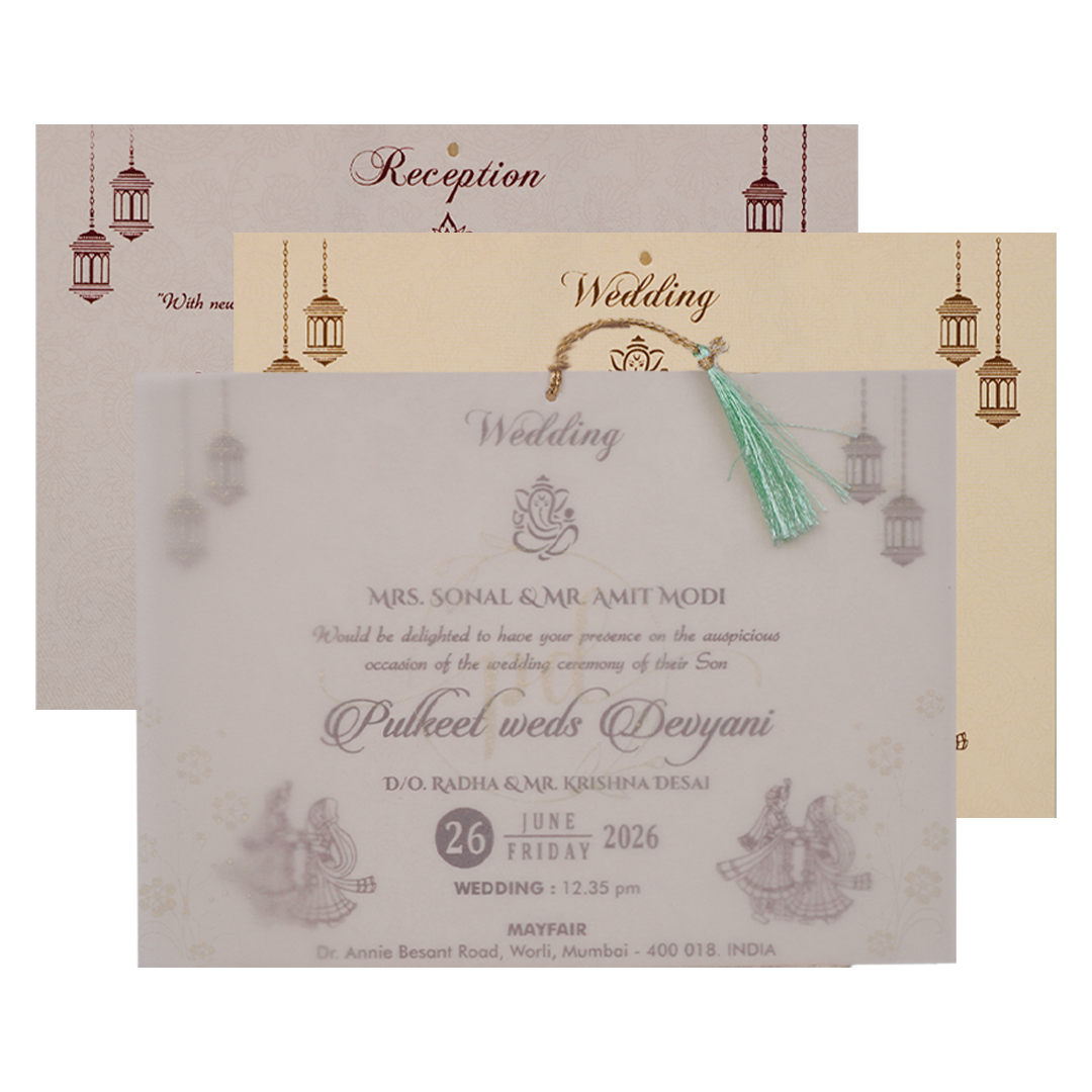 Light Blue Laser Cut Wedding Card-KJTS1813