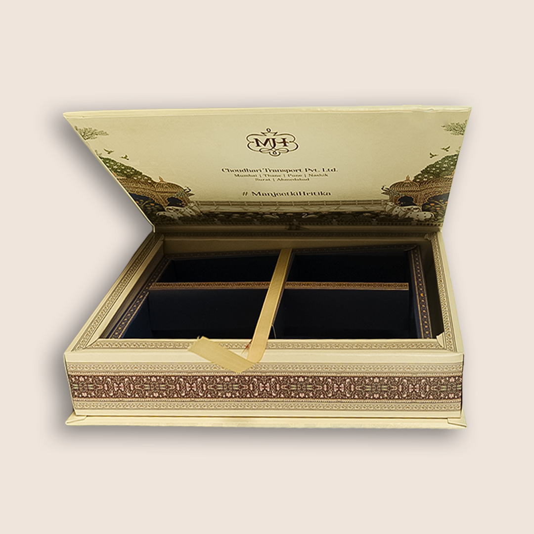 Cream Royal Palace Premium Wedding Invitation Box - KSI33230