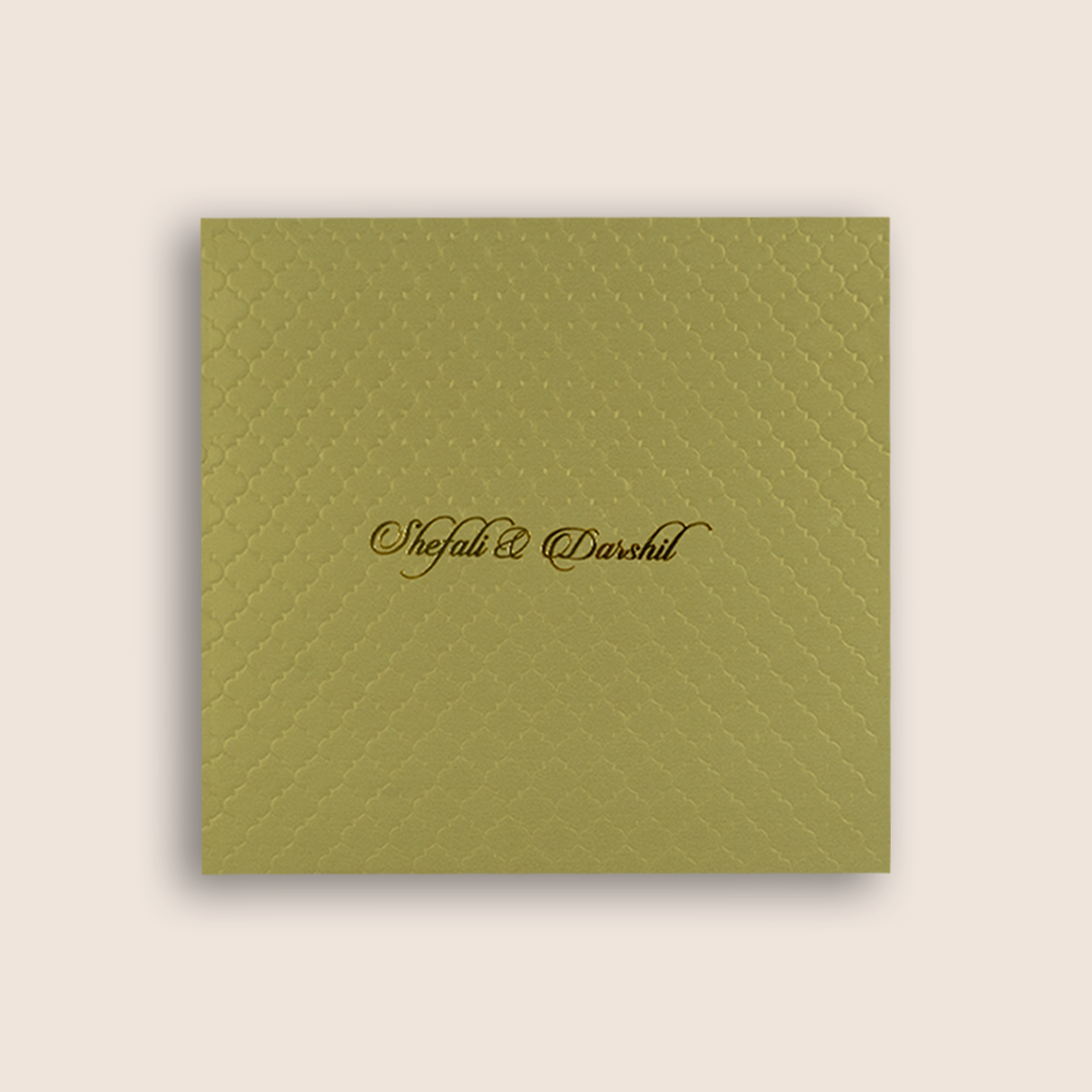 Metallic Olive Green Padded Invitation Card - KPR020070