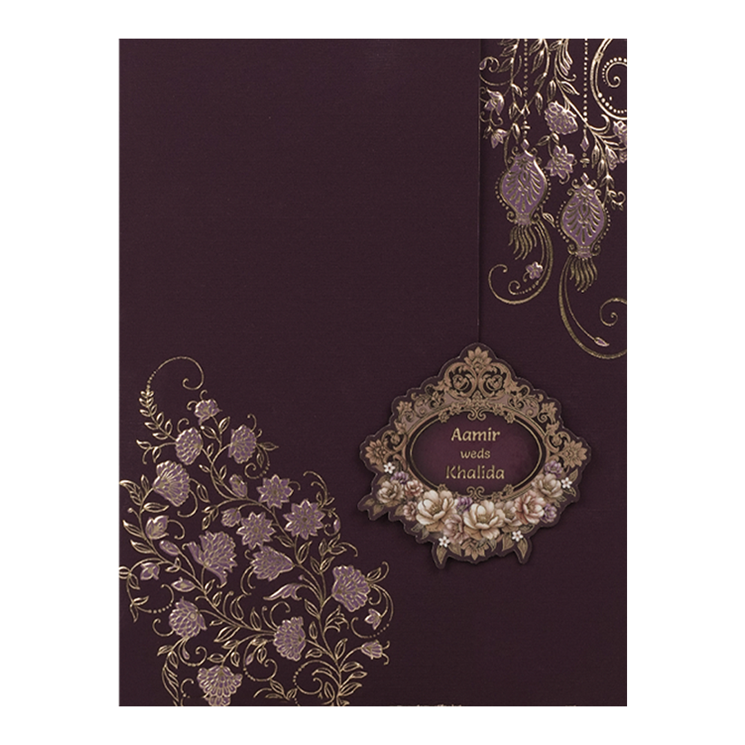 Purple Floral Wedding Card-KSI65020