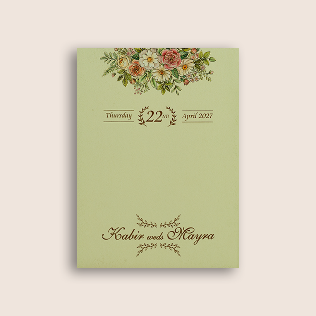 Cream Floral Door Style Wedding Invitation Card - KPR07350