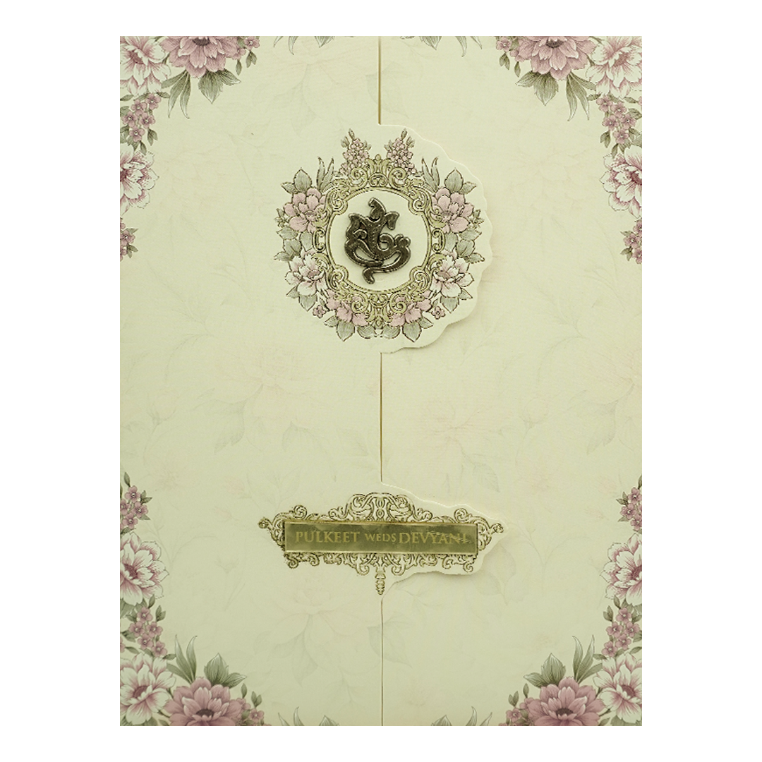 Cream Plum Floral Wedding Card-KJTS1841