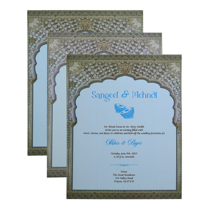 Ocean Blue Laser Cut Premium Wedding Card-King of Cards