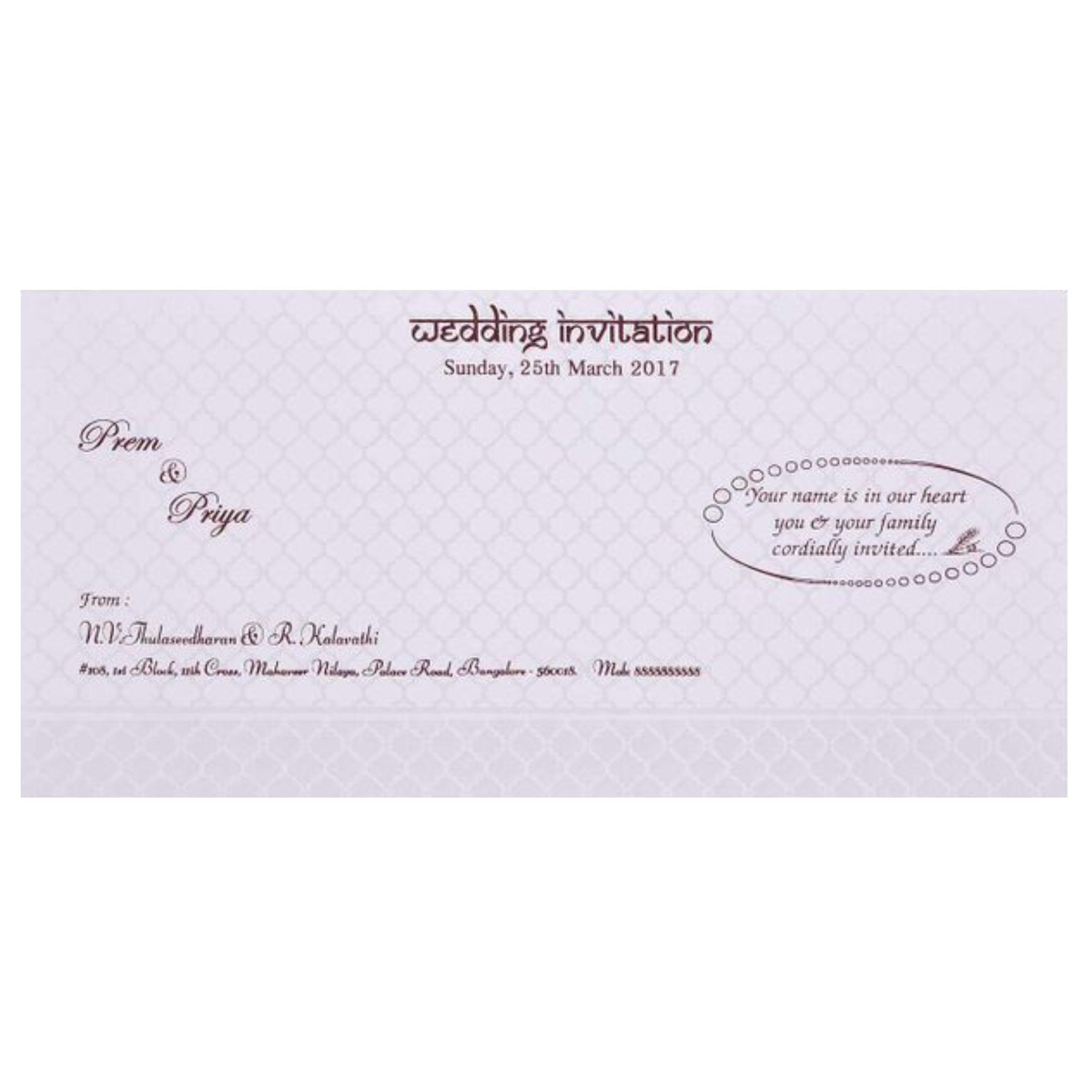 Gold Foiling With Embossed Design Wedding Card - KNK4849