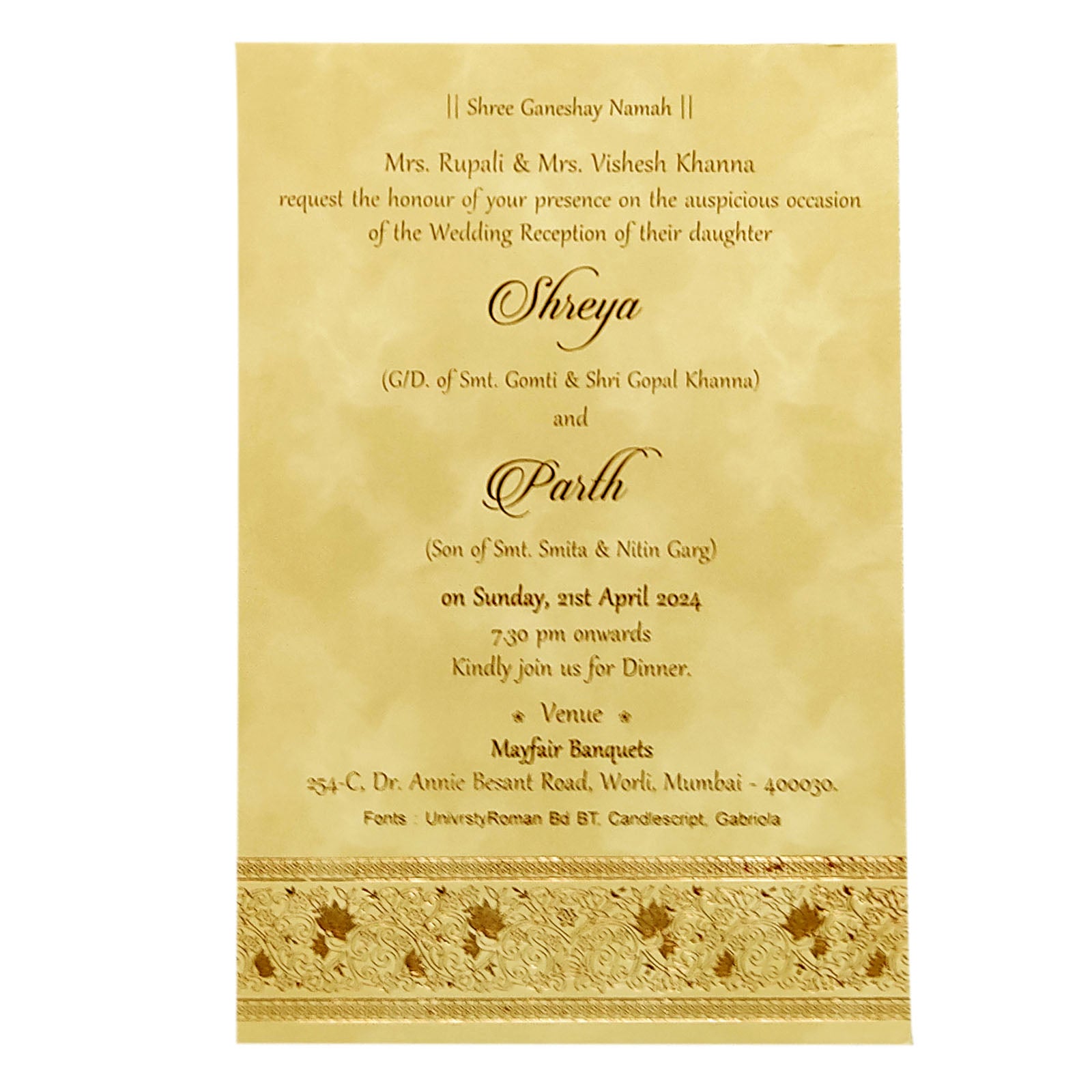 Pastel Design Single Sheet Invitation Card-King of Cards