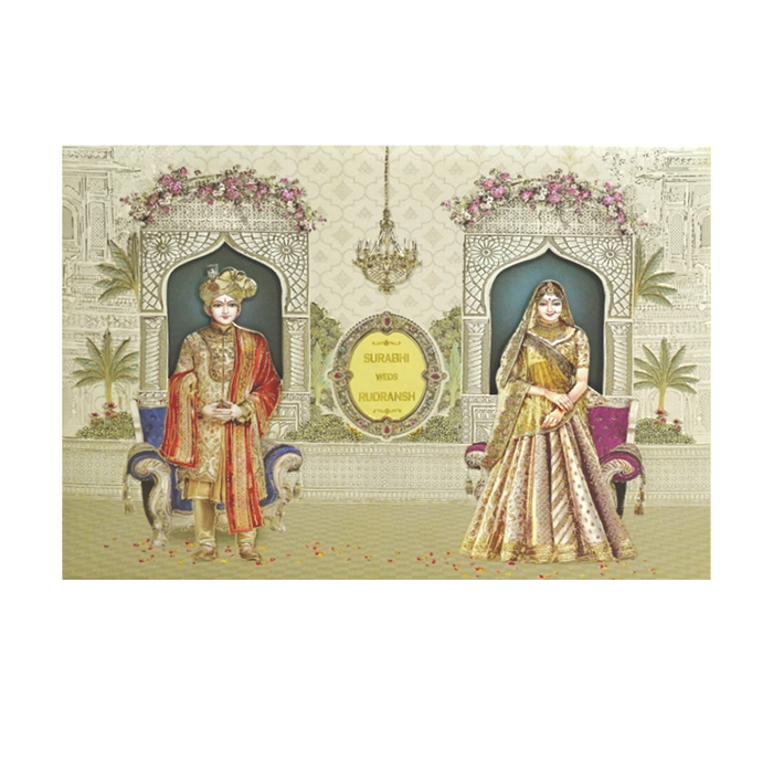 Beige MDF Wedding Box-King of Cards