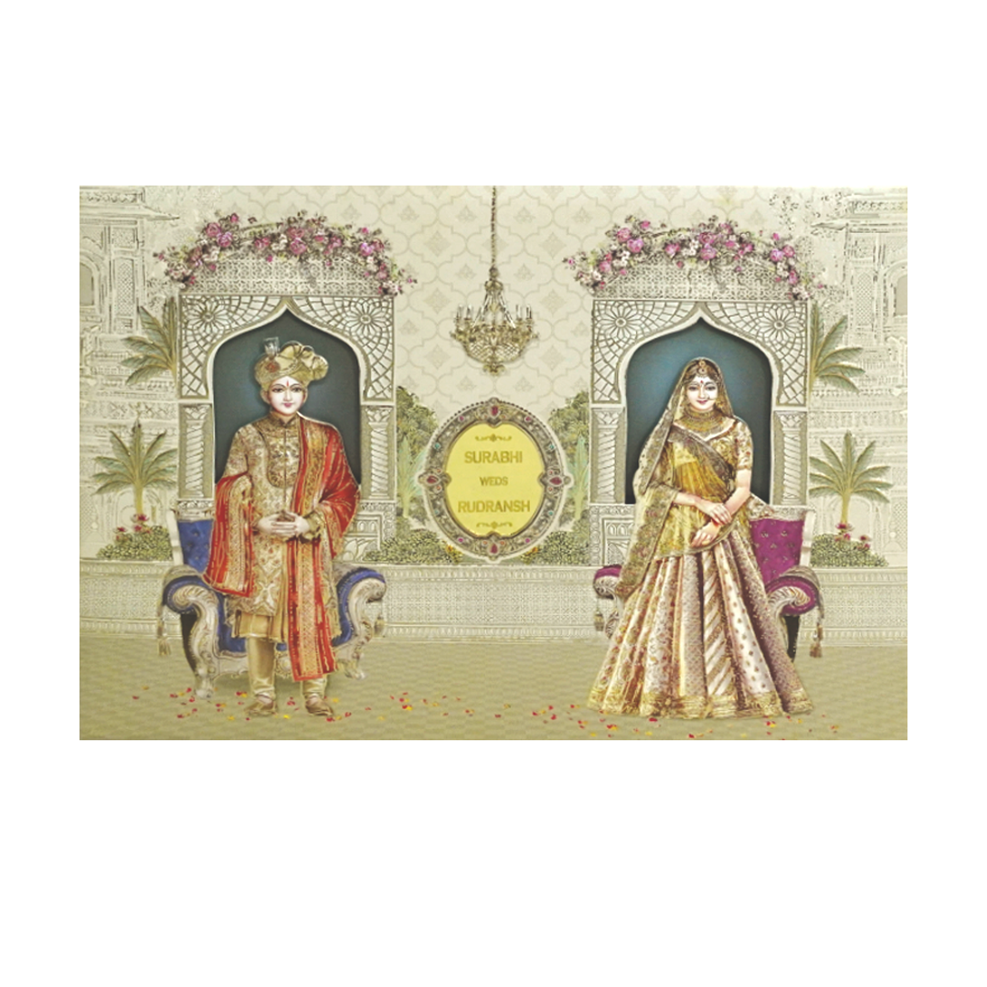 Beige MDF Wedding Box-KSI12280