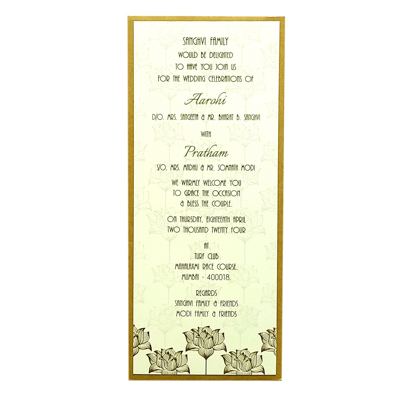 Brown Padded Single Sheet Invitation-KRCS6240