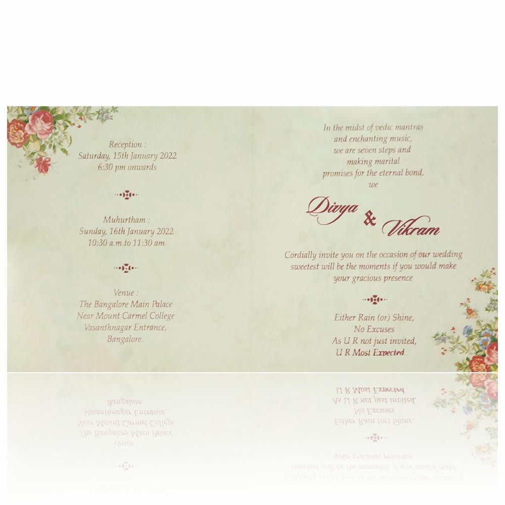 Pista green flower blooming wedding invitation card-KNCT8801