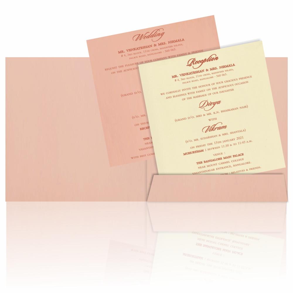 Pink Offset Elephant Gold Foiling Wedding Cards-KND8006P