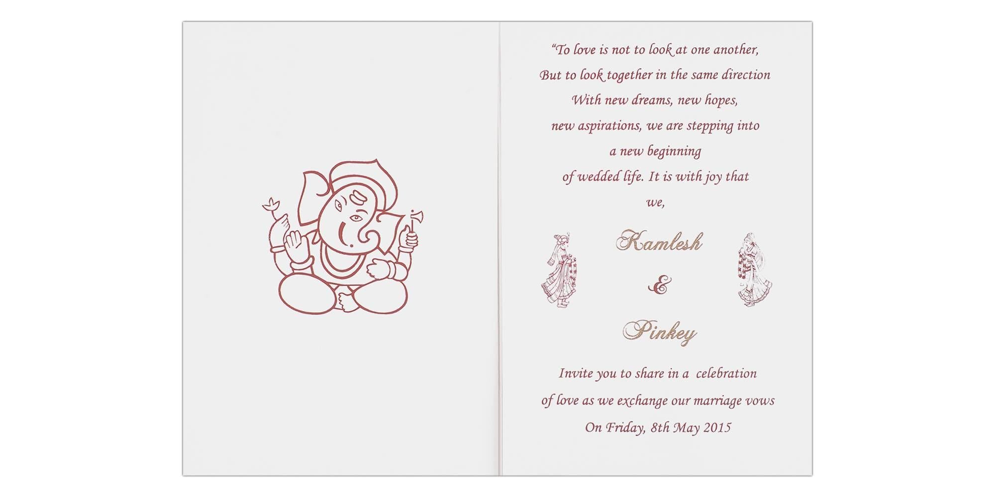 Invitation Card - Ganesha and Peacock invitation card on Metallic blue - KNK1256