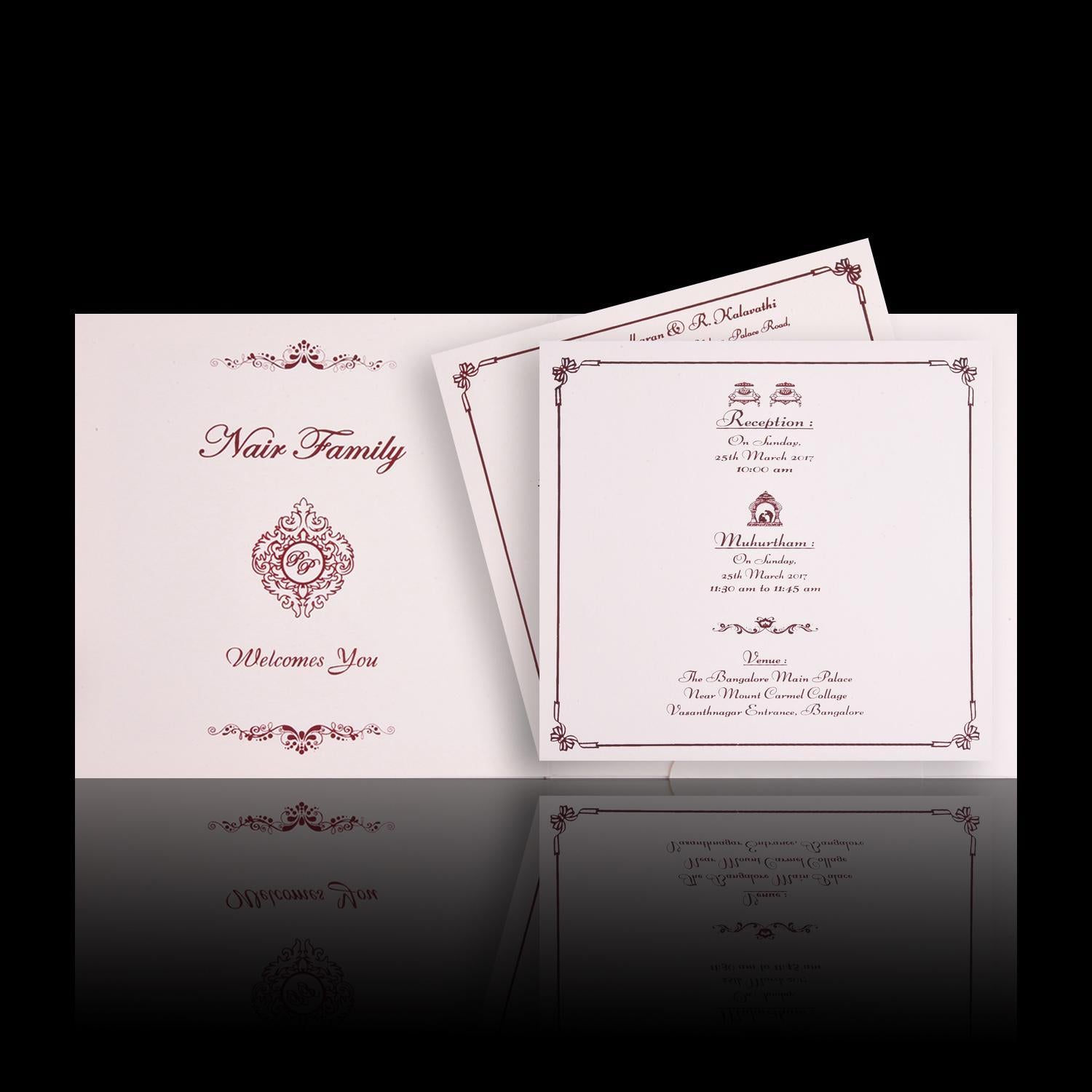 Charming Cream Shading Padded Wedding Card - KNK2298