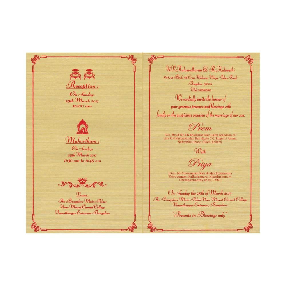 Satin Red Golden Ganesha Card - KNK3050