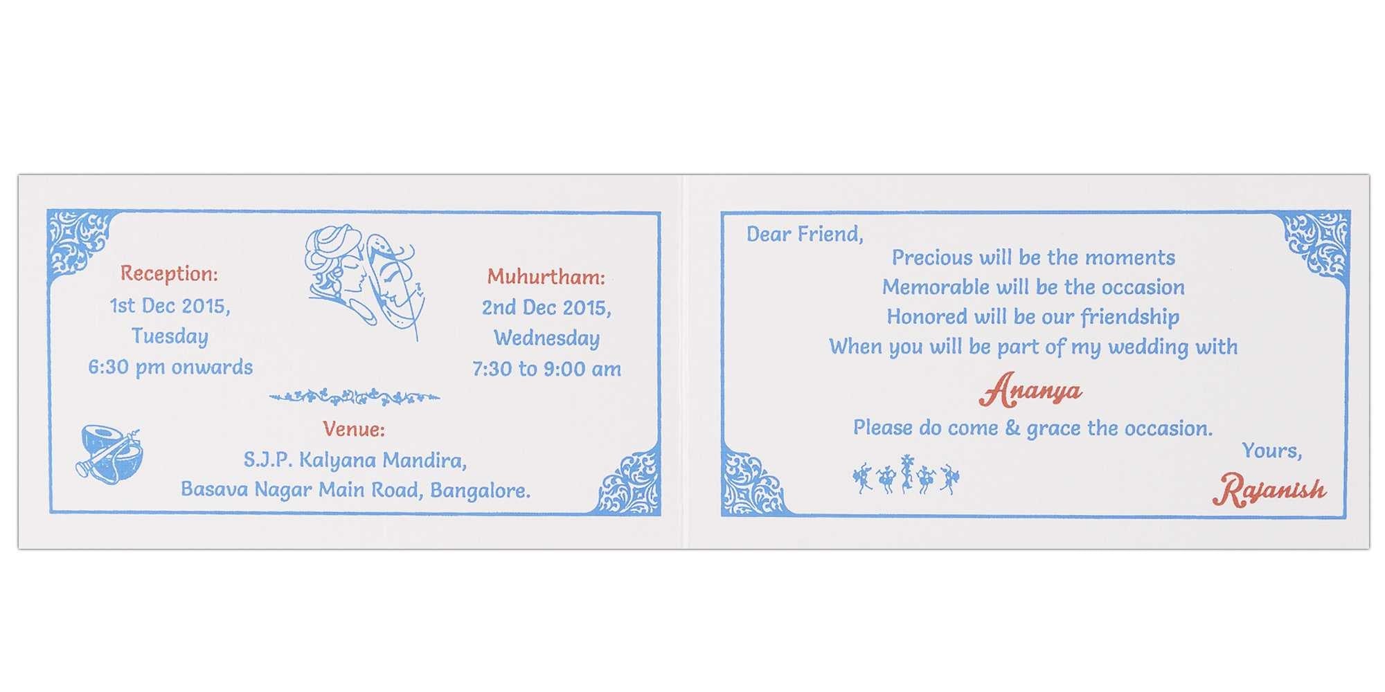 Invitation Card - Blue Floral Personal Wedding Invitation Card-KNK3574