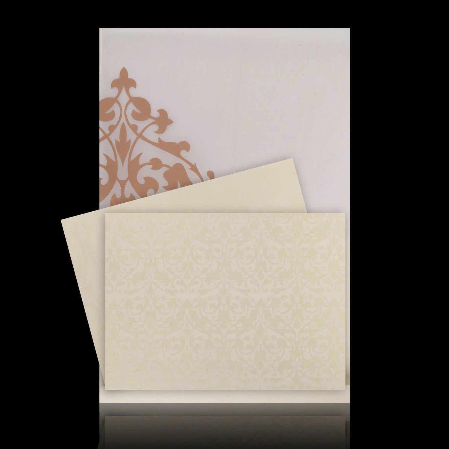 Alluring Gold Foiling Blossom Theme With Violet Shading Wedding Card - KNKZ2360