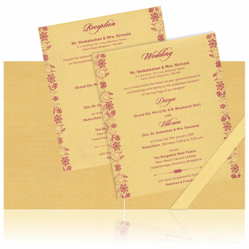 Gold Padded Stiff Board Invitation Card In Gold Foiling Print-KNPS7502G