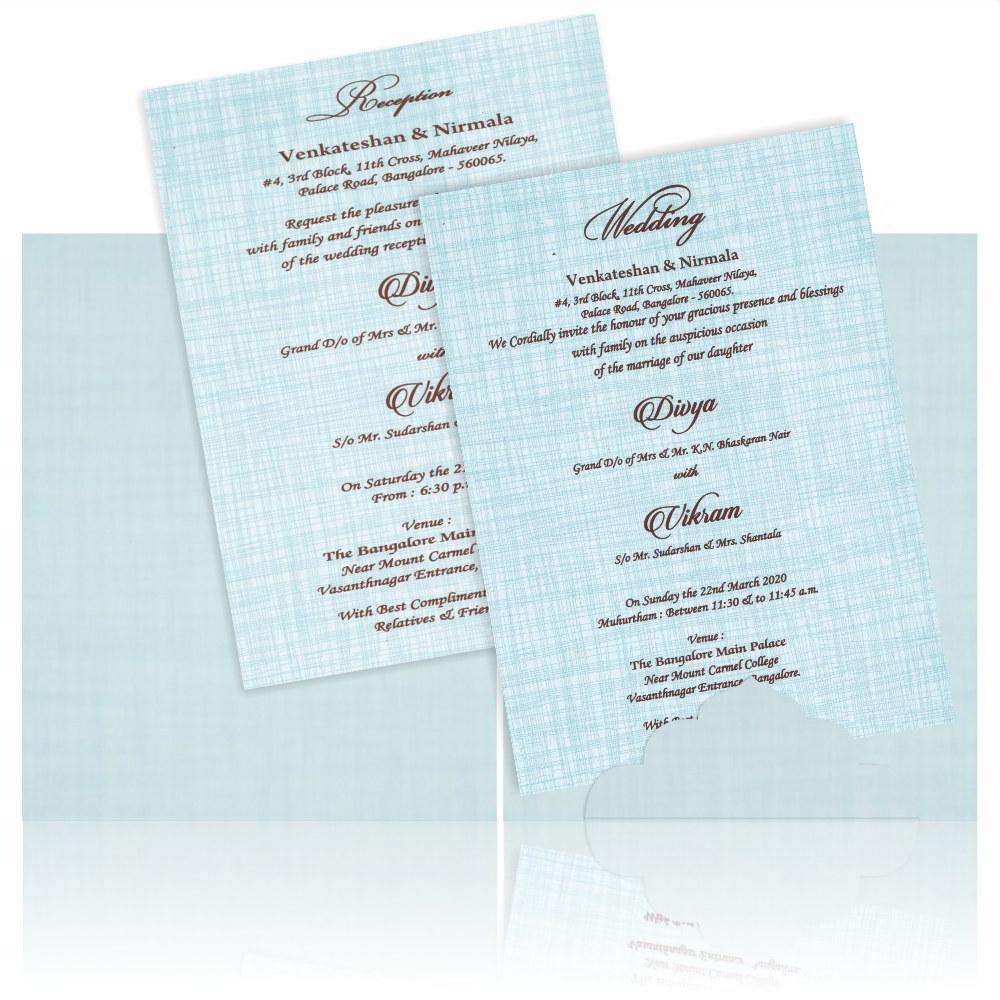 Light Blue Padded Invitation With Gold Foiling Print-KNPS9511B-King of Cards