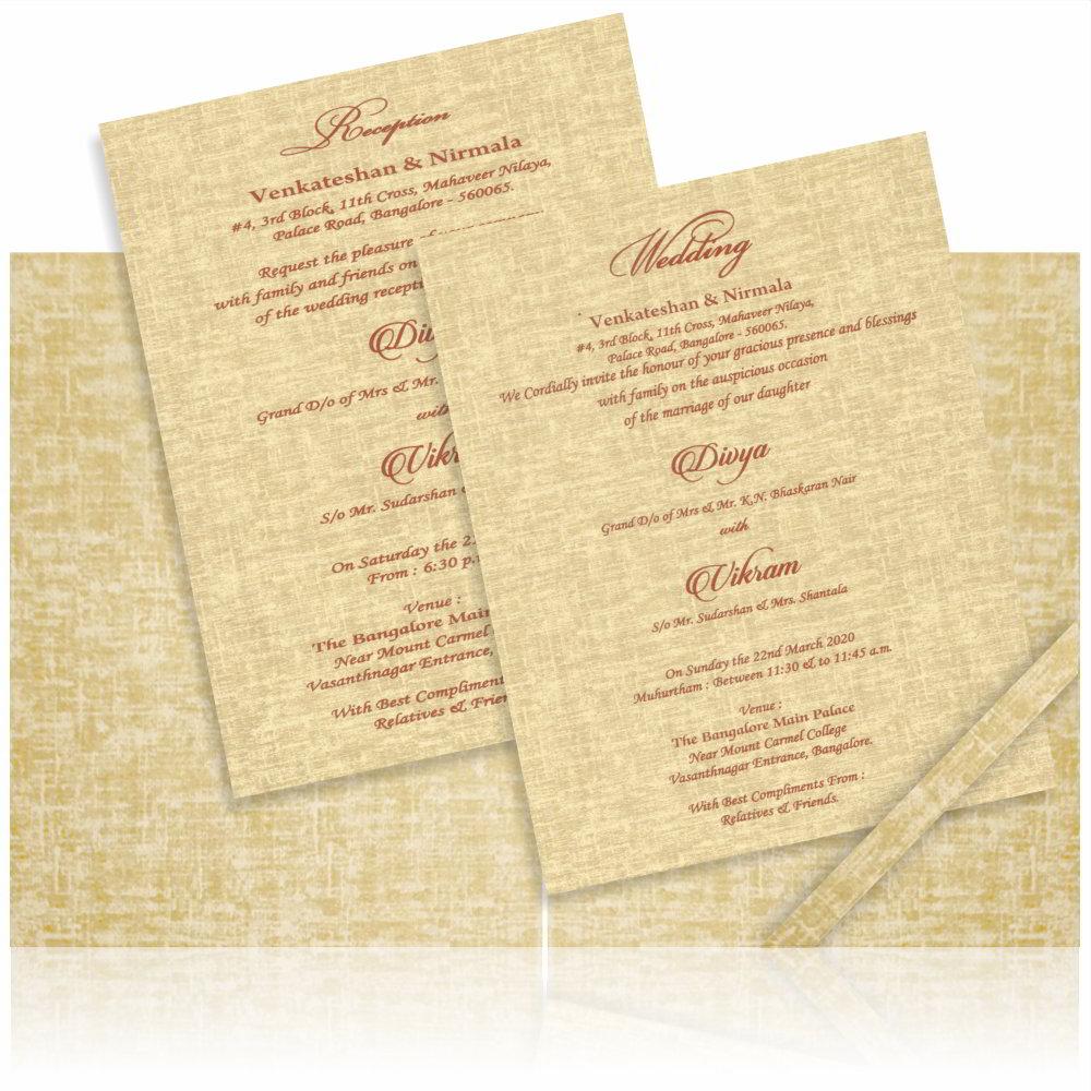 Brown Gold Floral Padded Wedding Card With Ganesha Emblem-KNPS9511N