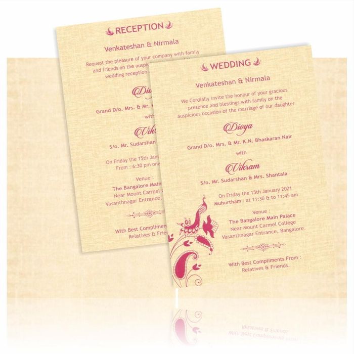 Brown Gold Premium Padded Invite With Peacock Design-KNPS9516N-King of Cards