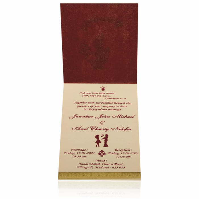 Classy Dark Red Single Sheet Wedding Invitation Card-King of Cards