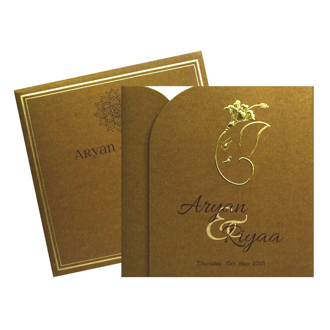 Dark Brown Ganesha Wedding Card-King of Cards