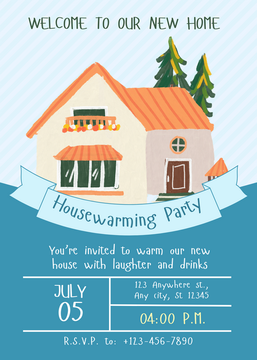 Blue Background Housewarming Invitation-AAHMI002