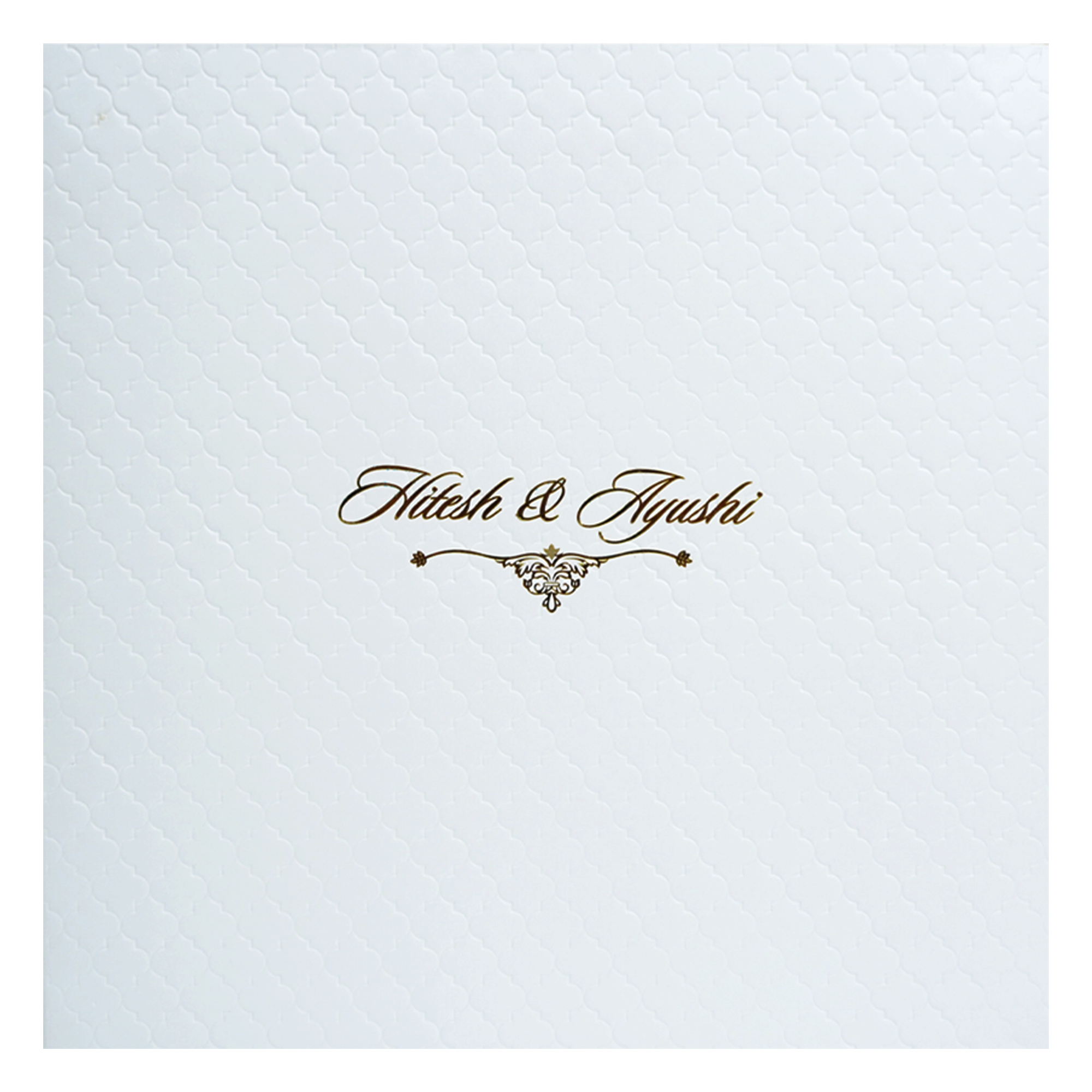 White Embossed Design Padded Wedding Card-KPR20120