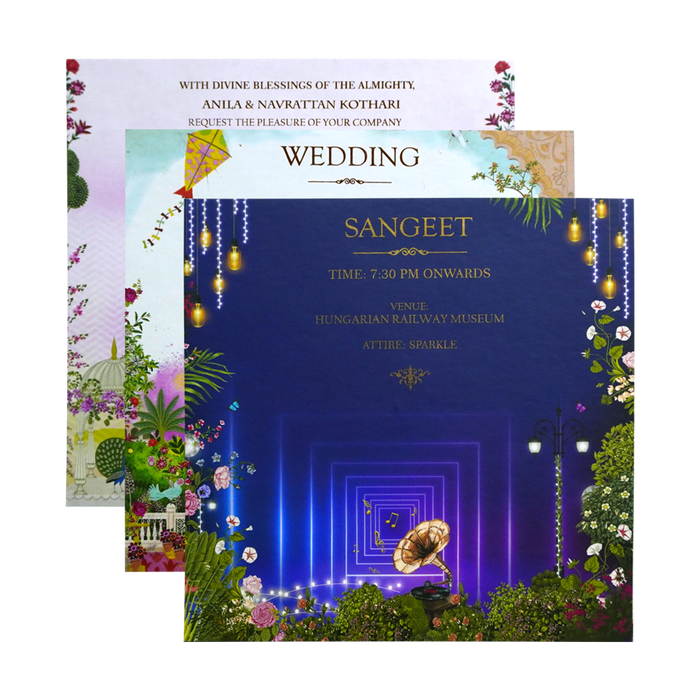 Soft Blue Padded Wedding Card-King of Cards