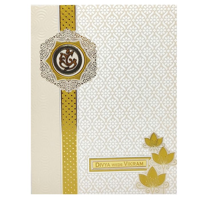 Gold Floral Invitation Card-KNK4101W-King of Cards
