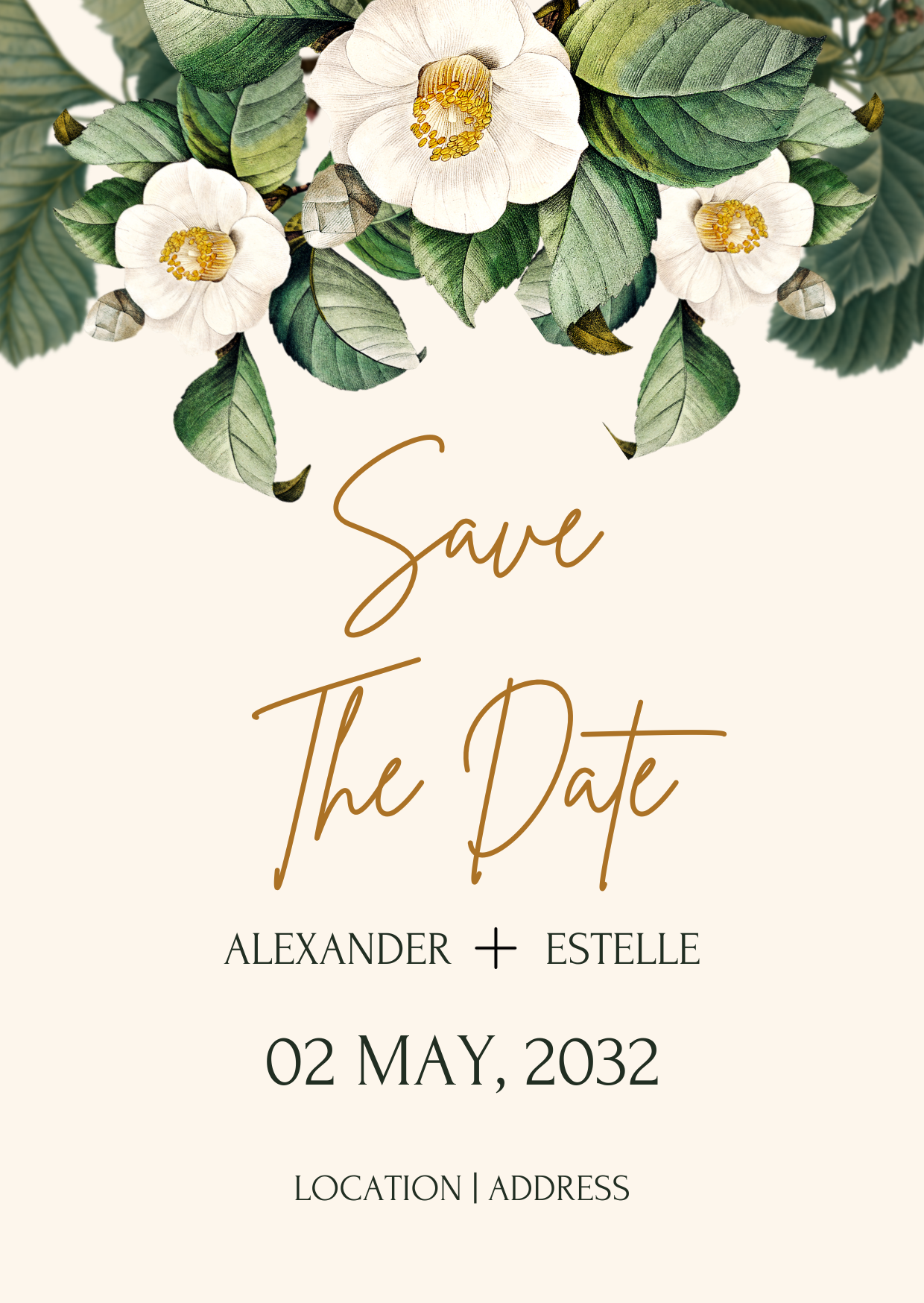 Beige Floral Save The Date Invitation-King of Cards
