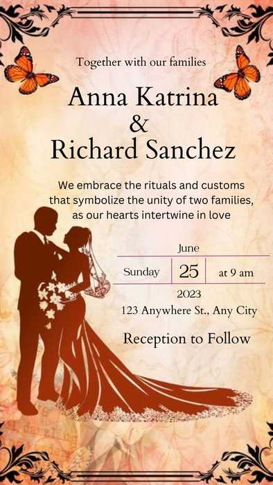 Red Silhouette Christian Wedding Invitation-AACWI011