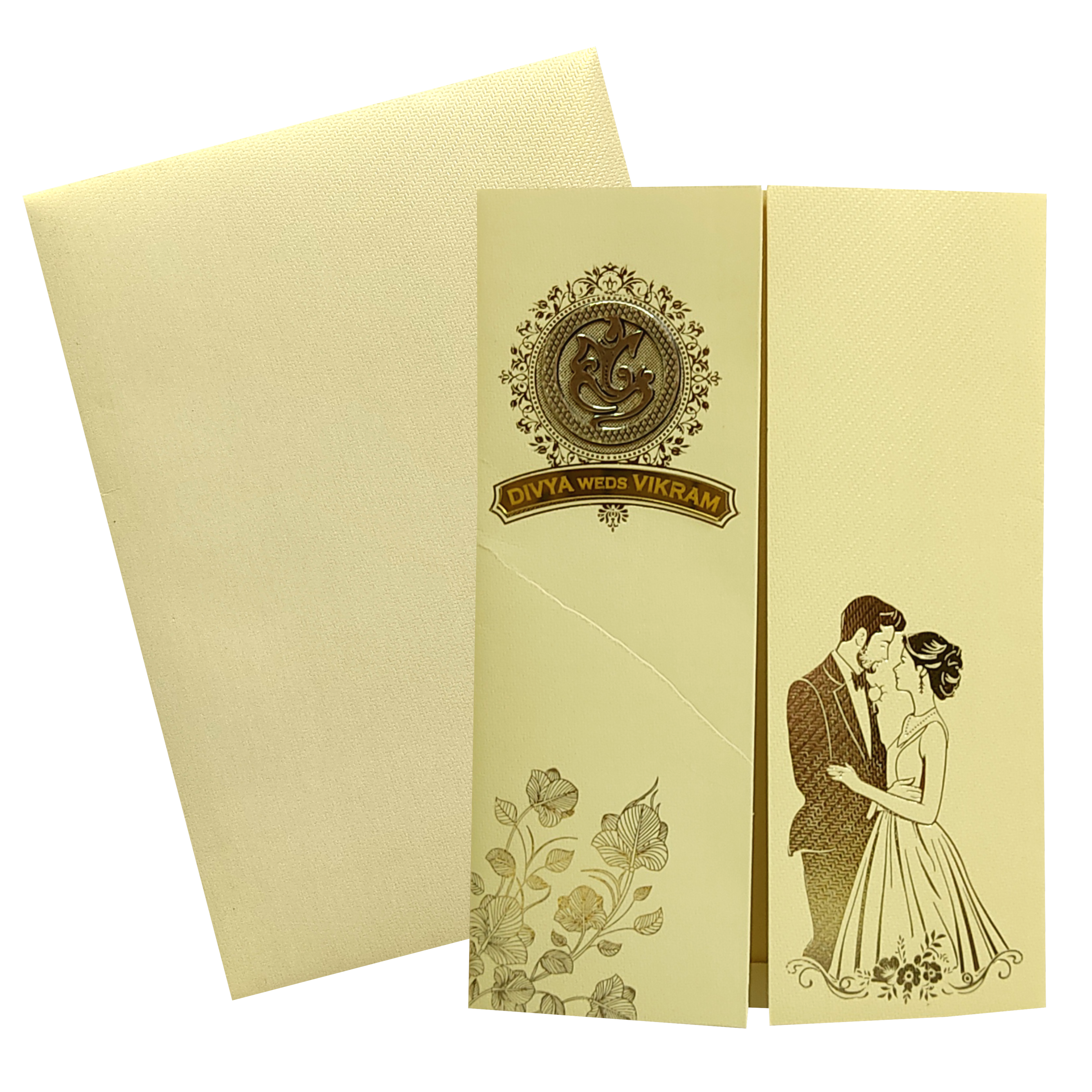 Gold Bride Groom Nameplate Marriage Card-King of Cards