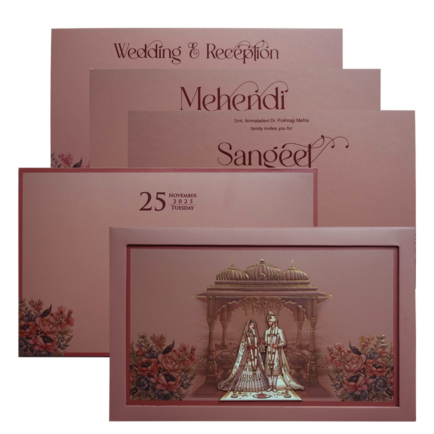 Peach Royal Premium Padded Invitation-King of Cards