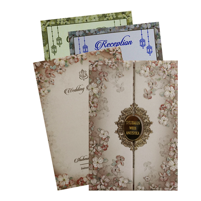Peach Gold Foiled Wedding Invitation Card-King of Cards