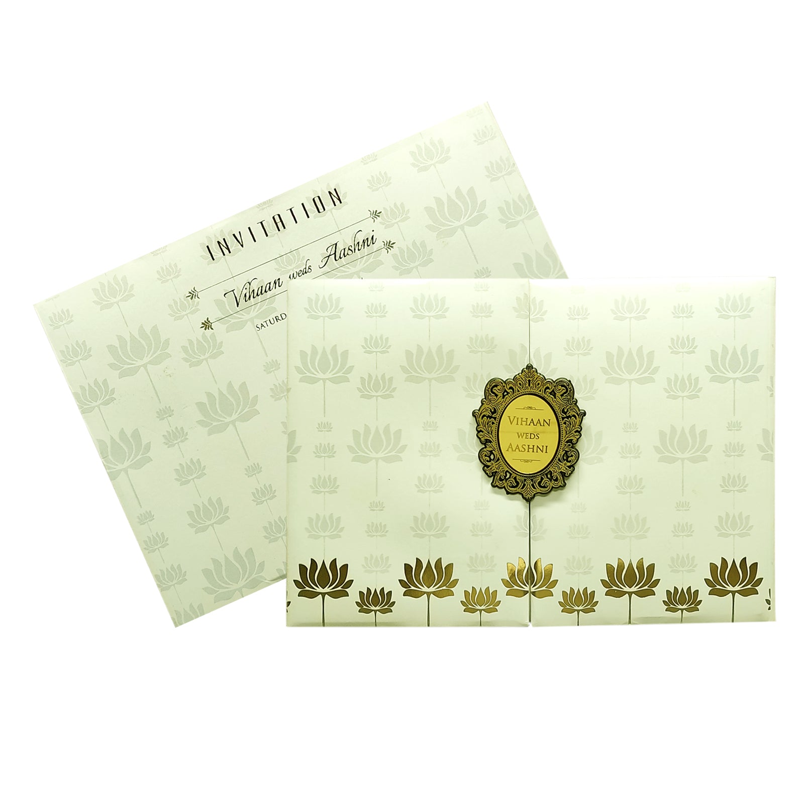 White Lotus Padded Invitation Card-King of Cards
