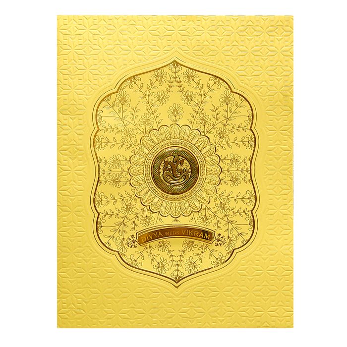 Gold Floral Nameplate Invitation Card-King of Cards
