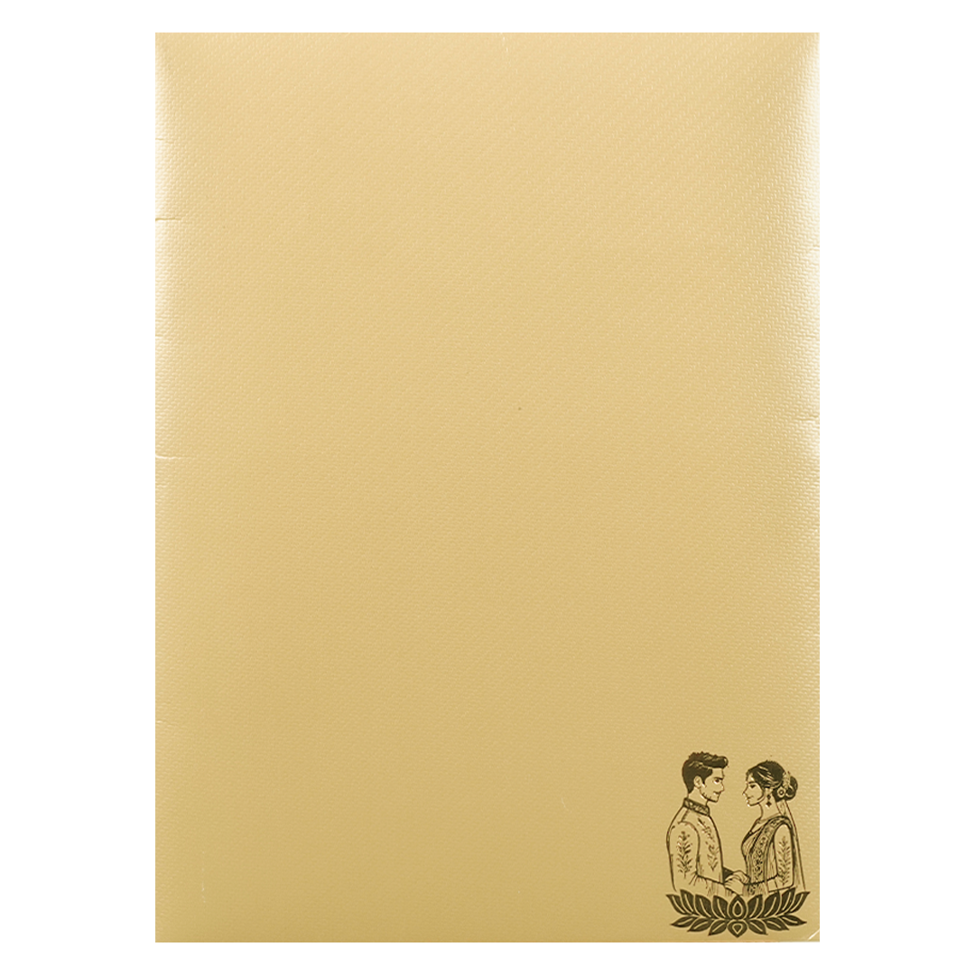 Gold Door Style Bride Groom Wedding Card-KNKTC046