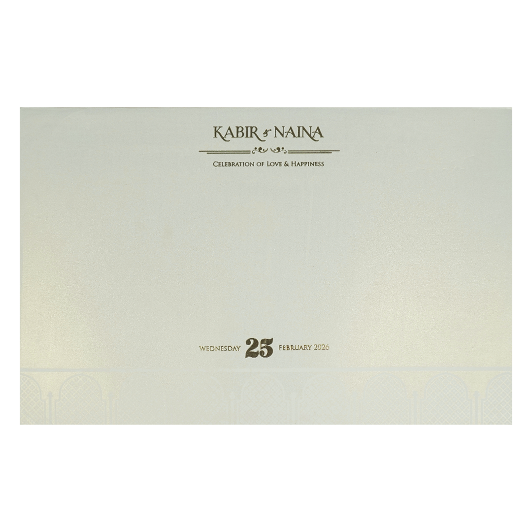 Buy White Gold Floral Barat Padded Wedding Card