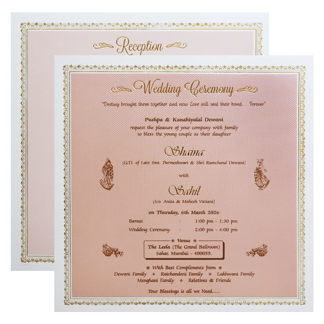 Pink Floral Padded Wedding Card-KMMEX8260