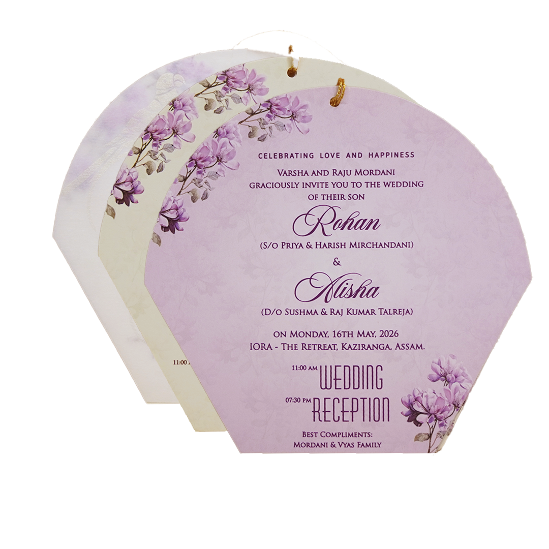 Ivory Lavender Floral Laser-cut Wedding Card - KFR15160
