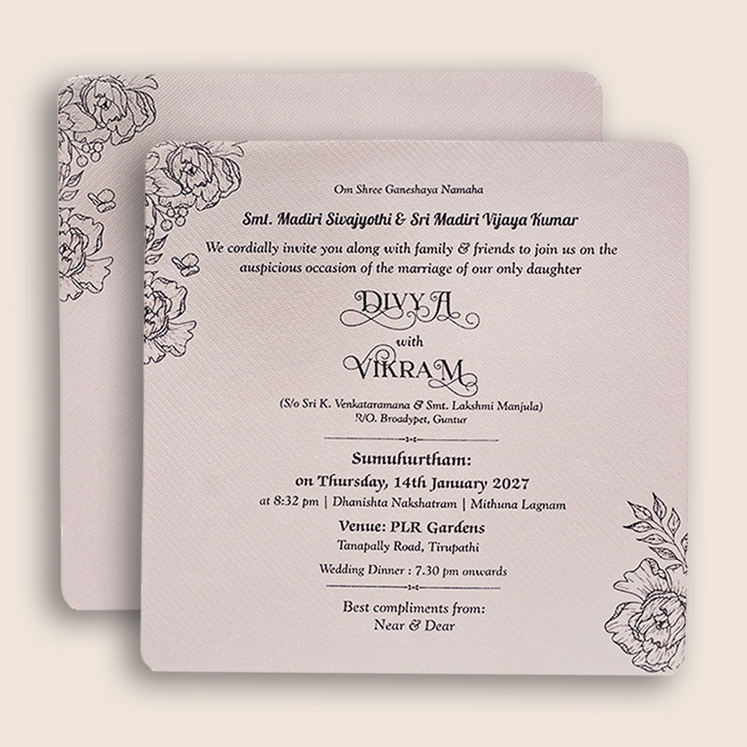 Lavender Floral Wedding Invitation Card - KNKD2801P