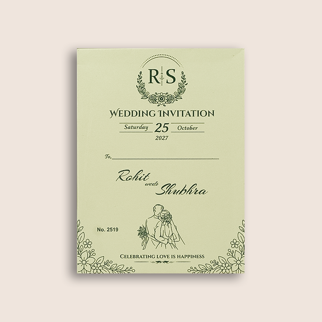 Blue Floral Door Style Wedding Invitation - KJP25190