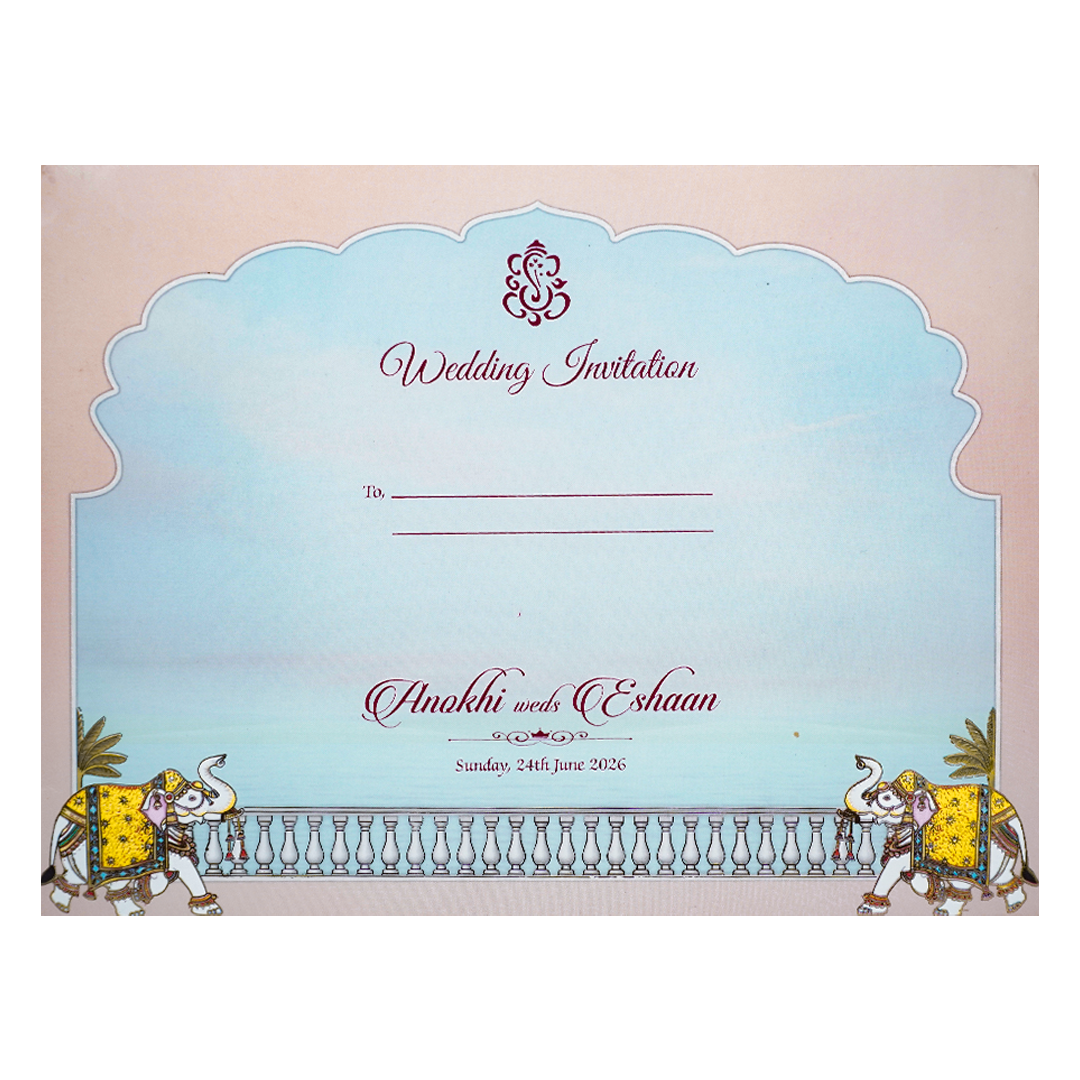Pink Palace Laser Cut Padded Wedding Card-KJTS3689