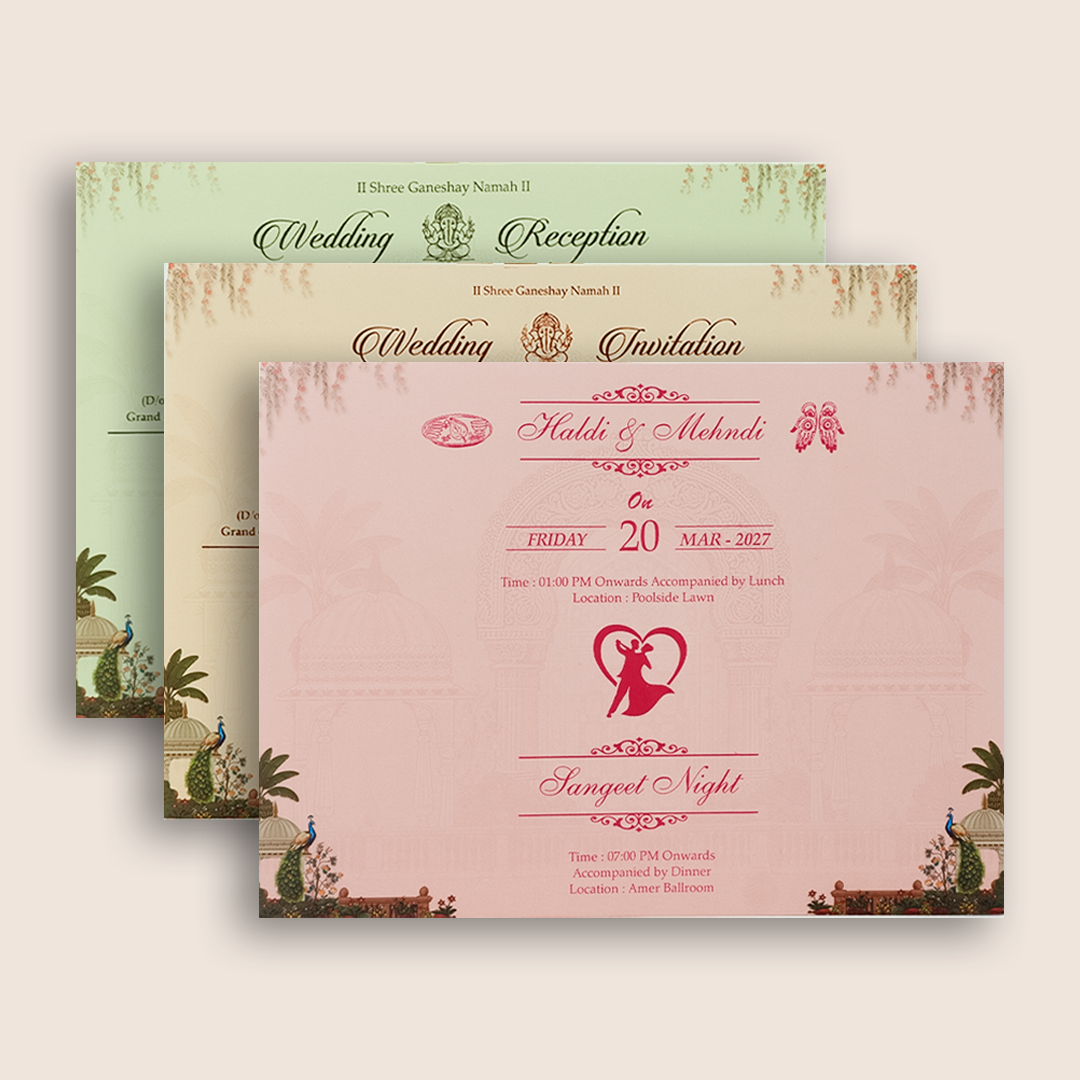 Maroon Padded Door Style Wedding Invitation - KSH18970
