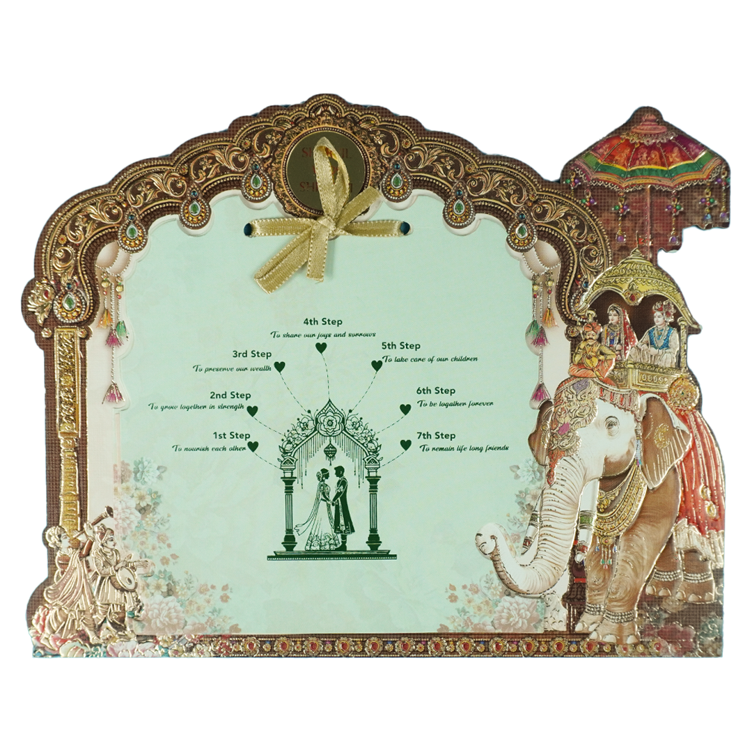 Brown Doli Procession Elephant Wedding Card-KSSC1060