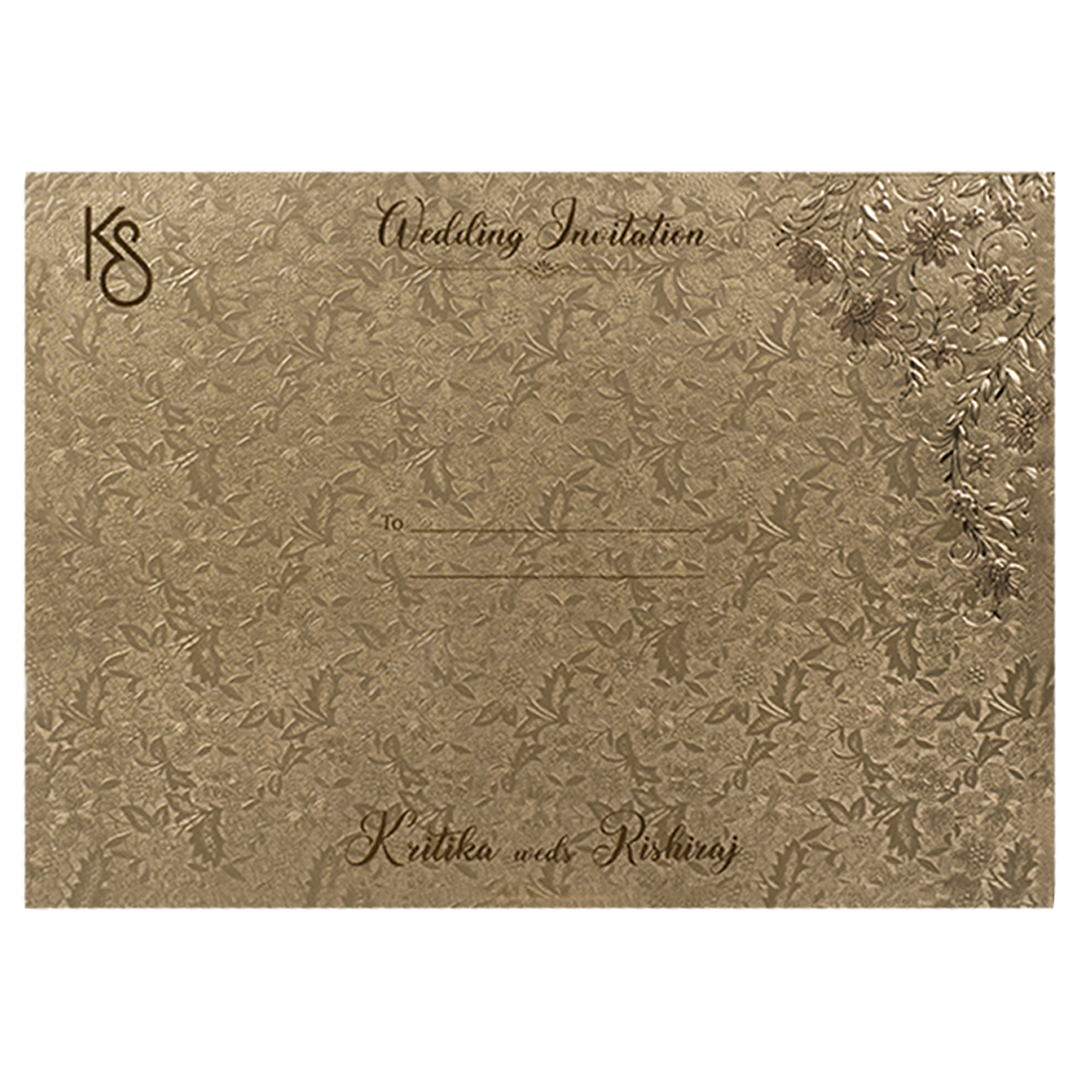 Gold Floral Ornate Wedding Card-KSI64750