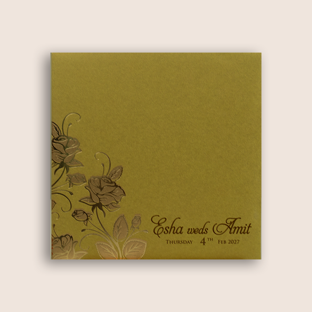 Yellow Floral Door Style Wedding Card - KPR06240